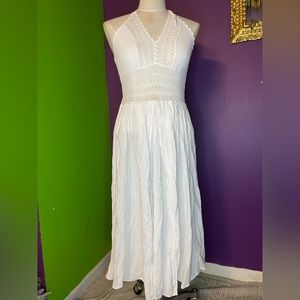 White Dress with double high slits, beach wear